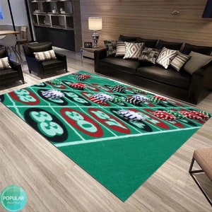 Grüne Poker-Matte, Spielteppich, Poker-Teppich, Spielzimmerteppich, Spielzimmerteppich, Spielwürfel-Designer, Gaming-Party-Dekor, Spielzimmerwand