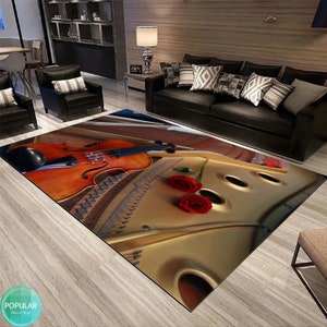 Guitar Rug, Artist Room, Instrument Carpet, Music Room Mat, Song Lover Gift, Musical Runner, Best Quality Rugs, Area Floor Rug