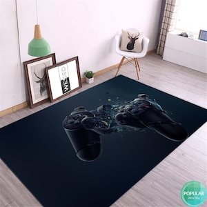 Alfombra de sala de juegos con estampado vibrante • Decoración de sala de juegos • Alfombra para amantes de los videojuegos • Alfombra de jugador personalizada lavable a máquina