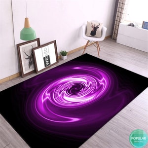 Estera púrpura, alfombra de hidromasaje, alfombra de vórtice, estera de ilusión óptica, alfombra terrible, alfombra de remolino, regalo 3D de pared, estera de broma, regalo de pared rectangular