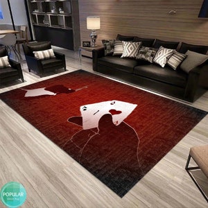 Rote Poker-Matte, Roulette-Teppich, Spielzimmer-Teppich, Kasino-Kunst, Spiel-Würfel-Designer, Gaming-Party-Dekor, Spielzimmerwand
