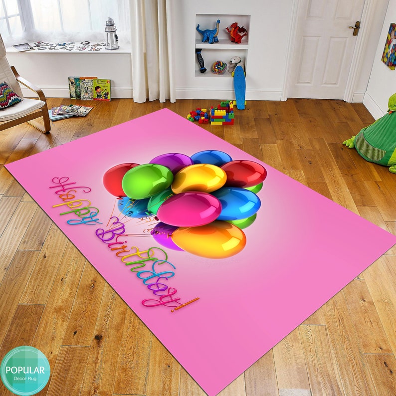 Happy Birthday Rug, Balloon Rug,happy Birthday Decor, Birthday Gift ...
