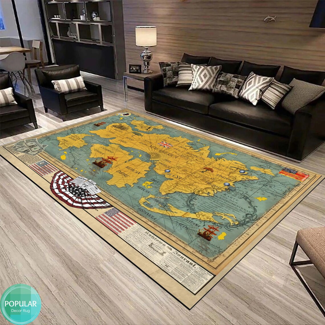 2d Map Rug America Map Rug and Animals, Chart Mat, Plan Carpet, 100 Acre Wood Map ...