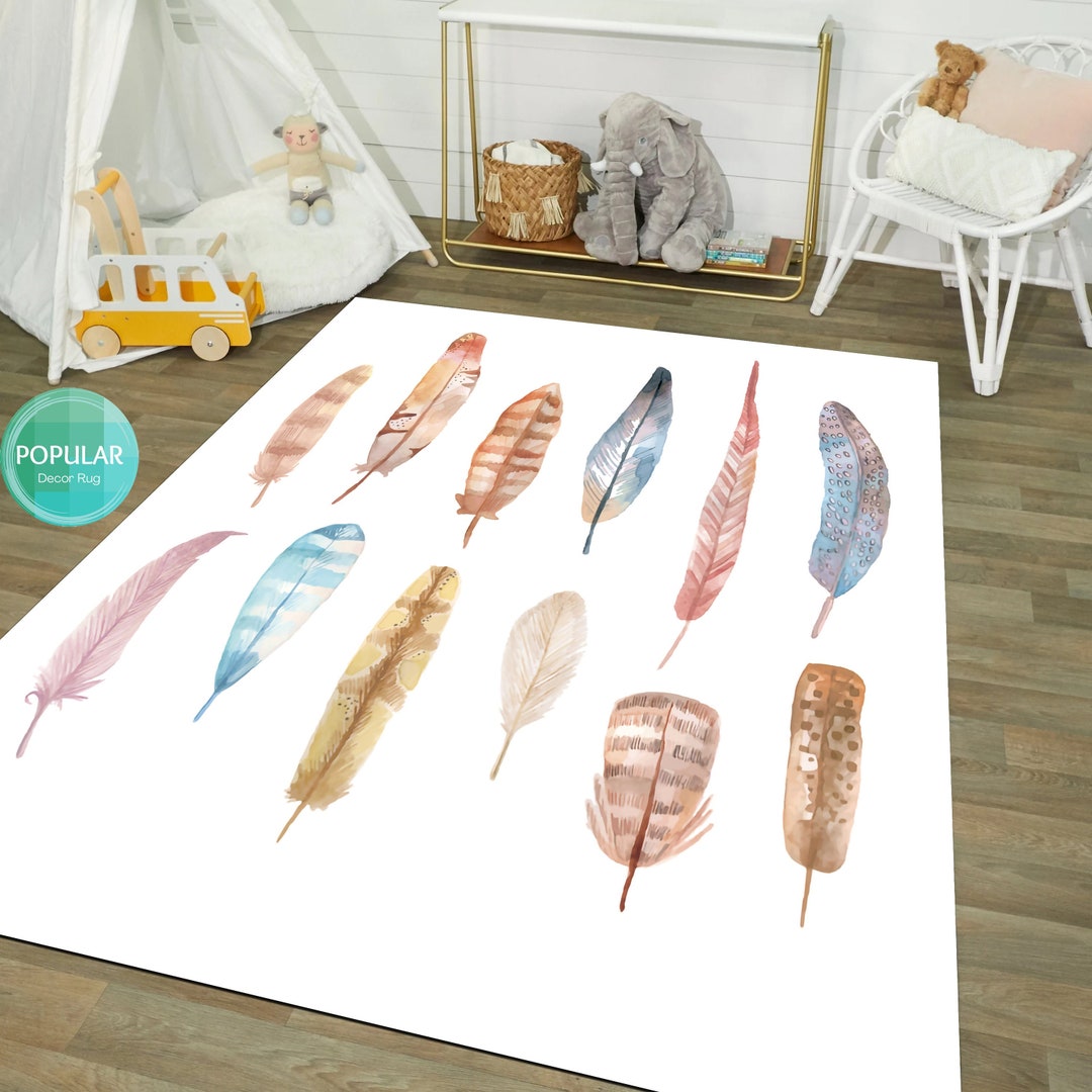 Feathered Rug Feather Rug,feather Pattern Rug,flower Rug,colorful Pattern Rug,custom ...
