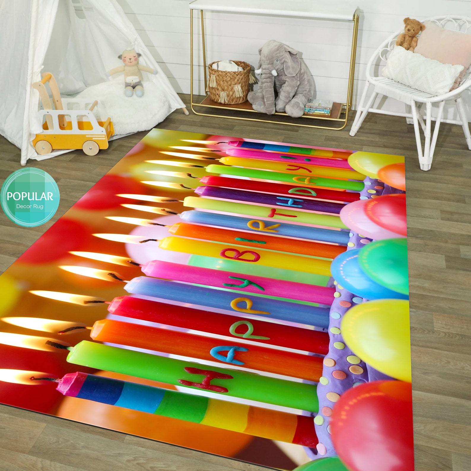 Celebration Rug Very Colorful, Happy Birthday Rug, Birthday Gift, Birthday Art ...