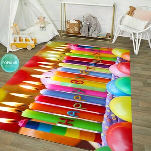 Very Colorful, Happy Birthday Rug, Birthday Gift, Birthday Art ...