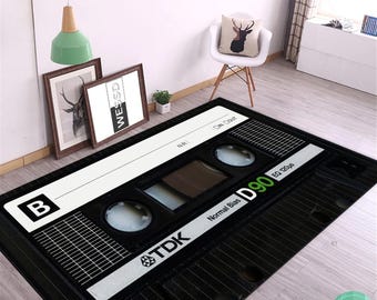 Customize your Classic Cassette, Special Rug, Unisex Rug, Custom Mix Tape, Put Your Names On Your Custom Mix Tape Doormat, Non Slip Backing