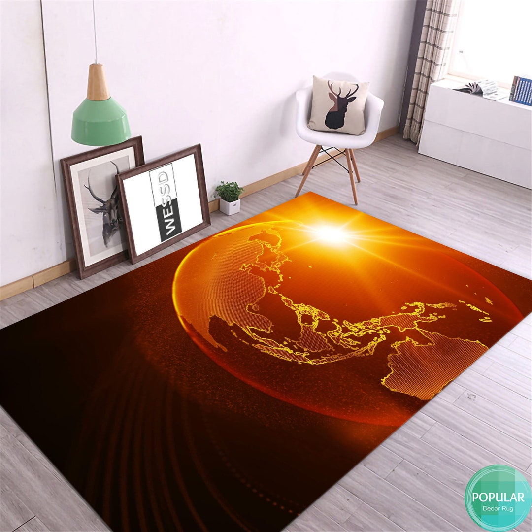 Globe Rug, Planet Mat, Space Carpet, Solar System, World Runner, Sun ...