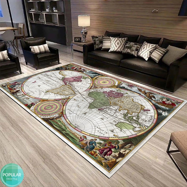 Wall Rug Maps Map Rug, Chart Carpet, Plan Mat, World Map Runner, Kids Room Art, Baby ...