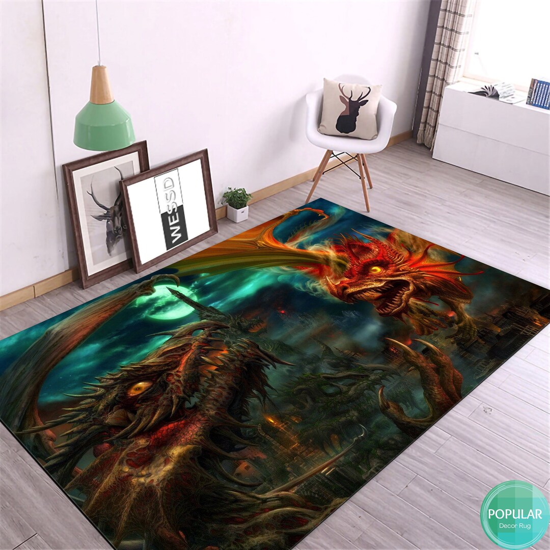 Drax Rugs Dragon Rug,draco Mat, Wyvern Carpet, Fantastic Runner, Illustration Mat ...
