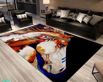 3D Lively Pferdeteppich, Pferdekunstmatte, Designer Geschenkteppich, Zooläufer, Pferdeherdenteppich, Tier bester Teppich