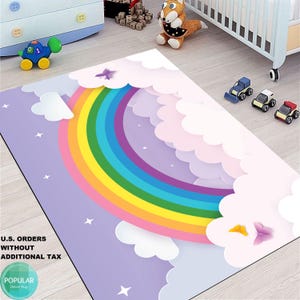 Rainbow Rug, Custom Mat, Gift for Her, Boho Rainbow Carpet, Girl Room Rug, Kids Room Rug, Nursery Rug, Living Room Rug,Office Rug,Area Rugs