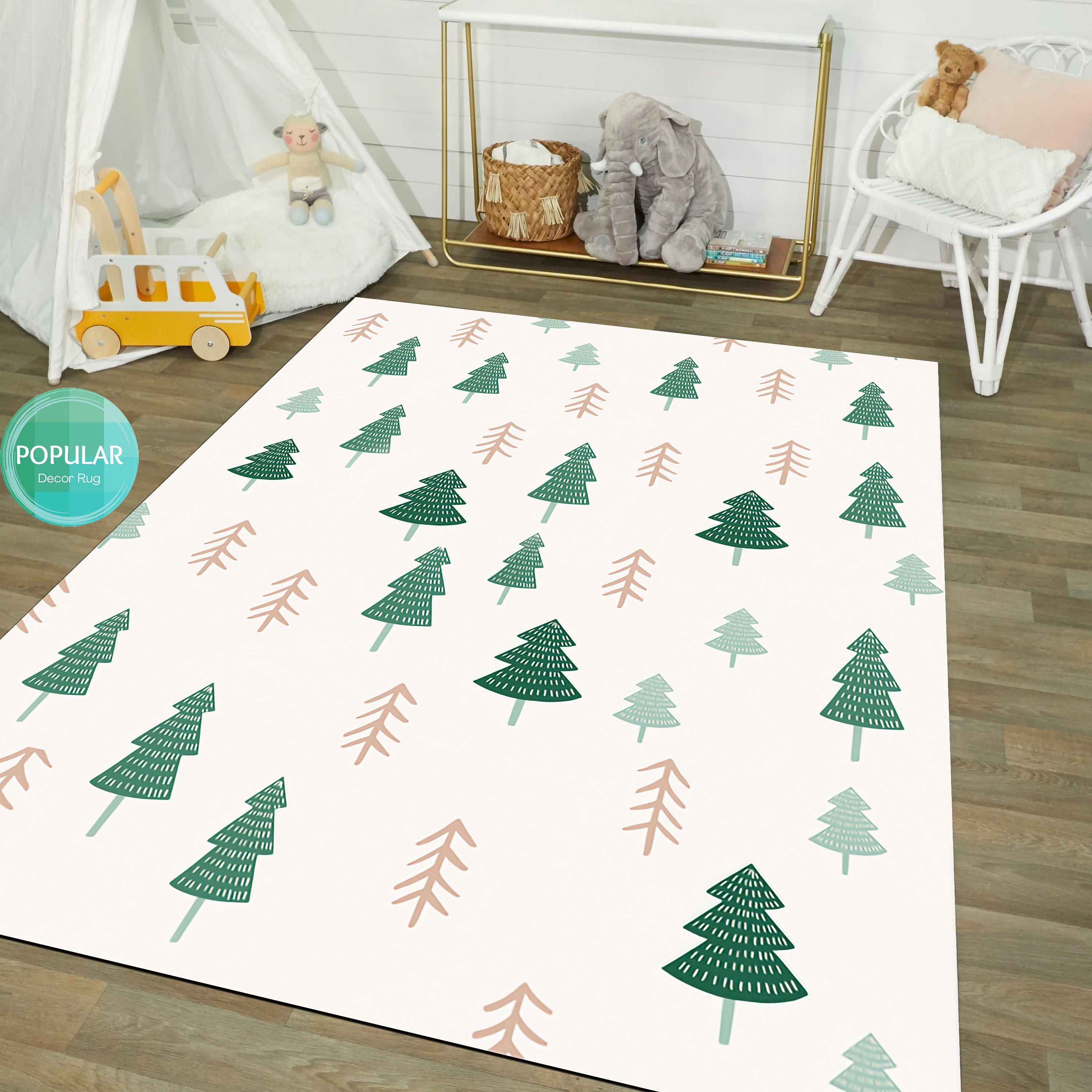 Green Tree Rug Merry Christmas Rug Christmas Tree Rug Etsy