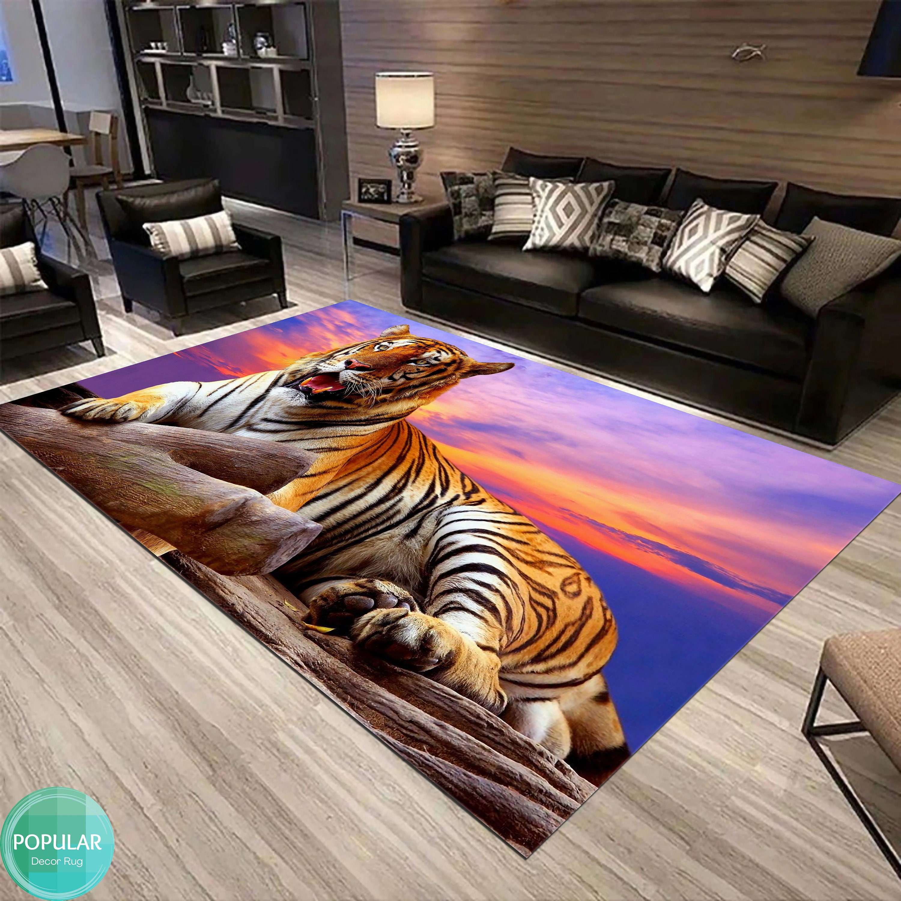 Modern Tibetan Tiger Rug, Tiger Rug, Animal Mat, Zoo Carpet