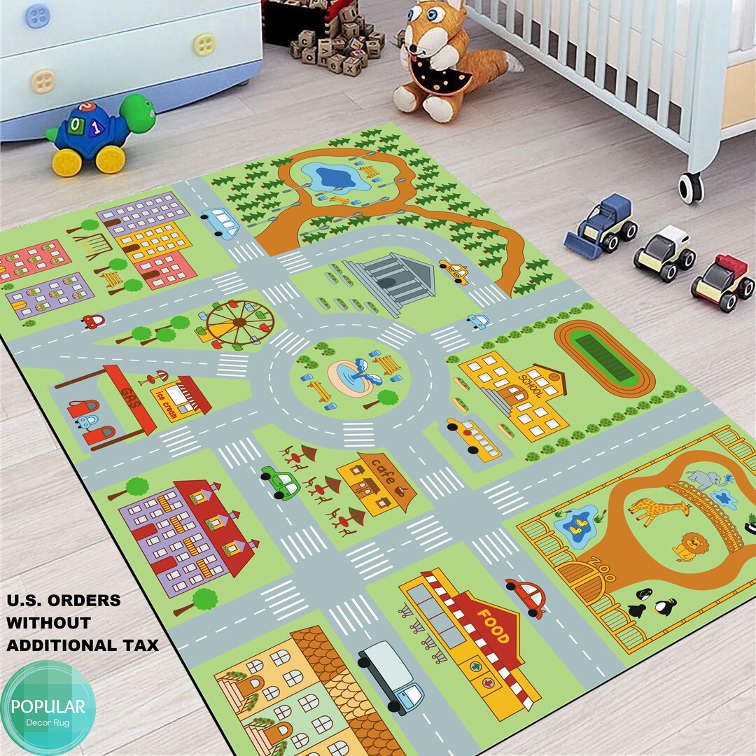 Genérico Children's Crawling Mat, Traffic Map Floor Play Rug, Clear