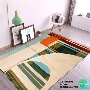 Silky Soft Rug, Modern Abstract Rug, Minimalist Rug, Colorful Carpet, Area Rugs, Rug for Living Room, Rug for Bedroom,Diningroom,Kitchen image 1