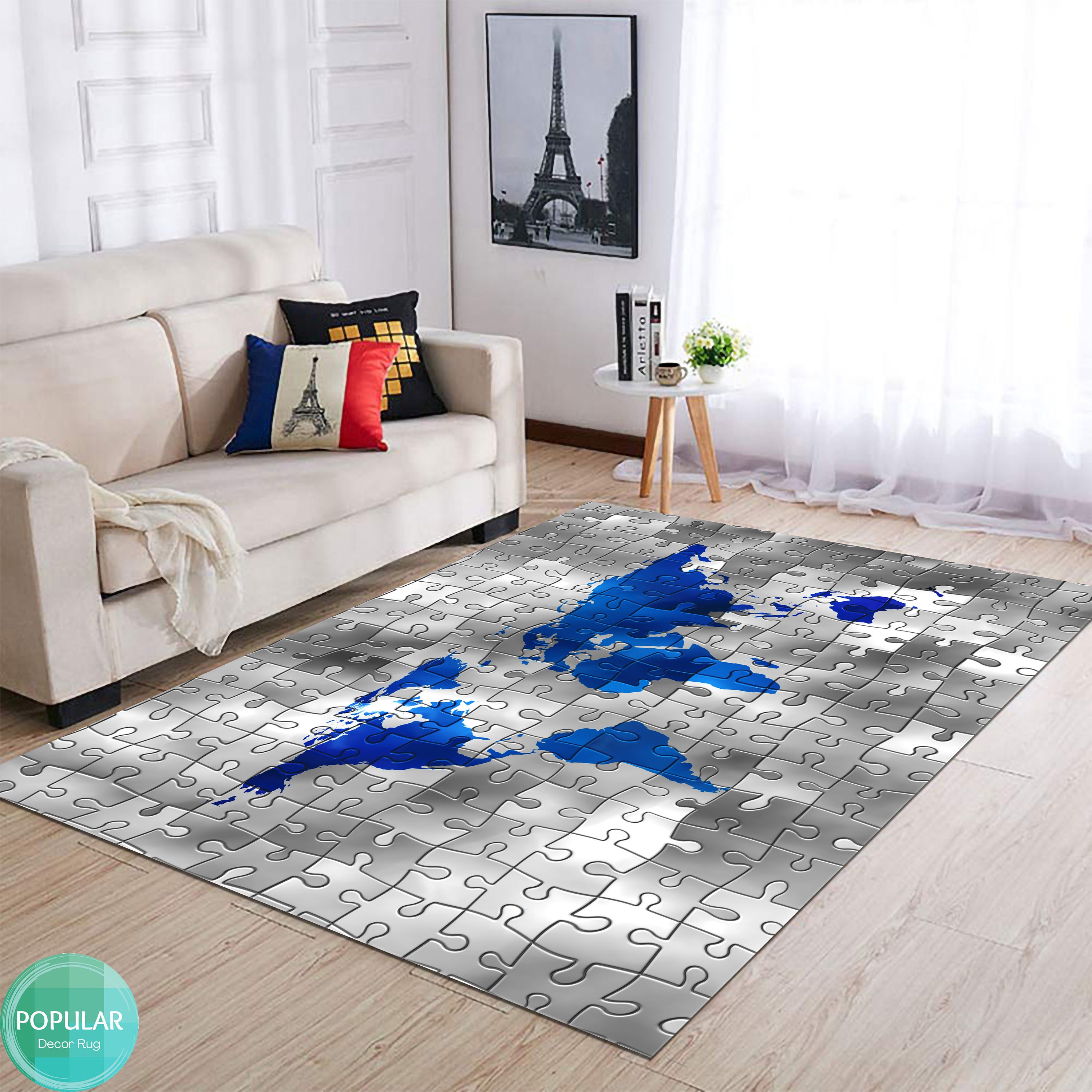 Modern Puzzle Rug World, Puzzle Rug, Map Area Rug, Vintage Rug, Modern Rugs, Livingroom ...