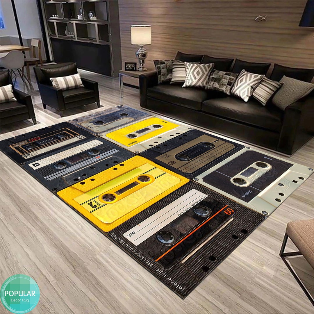 Tape Pattern Rug, Classic Cassette Mat, Mix Tape, Music Carpet, Gaming ...