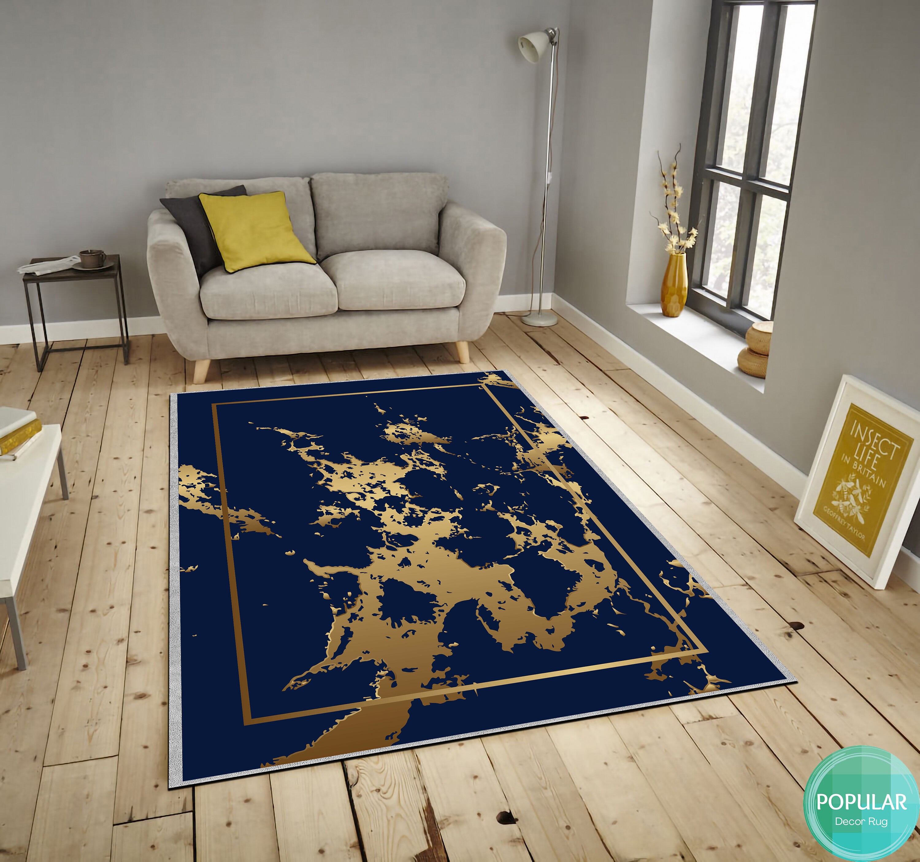 Blue Marble Rug Pattern Blue Marble Rug, 3D Mat, Marble Pattern Rug, Non-slip Carpet ...