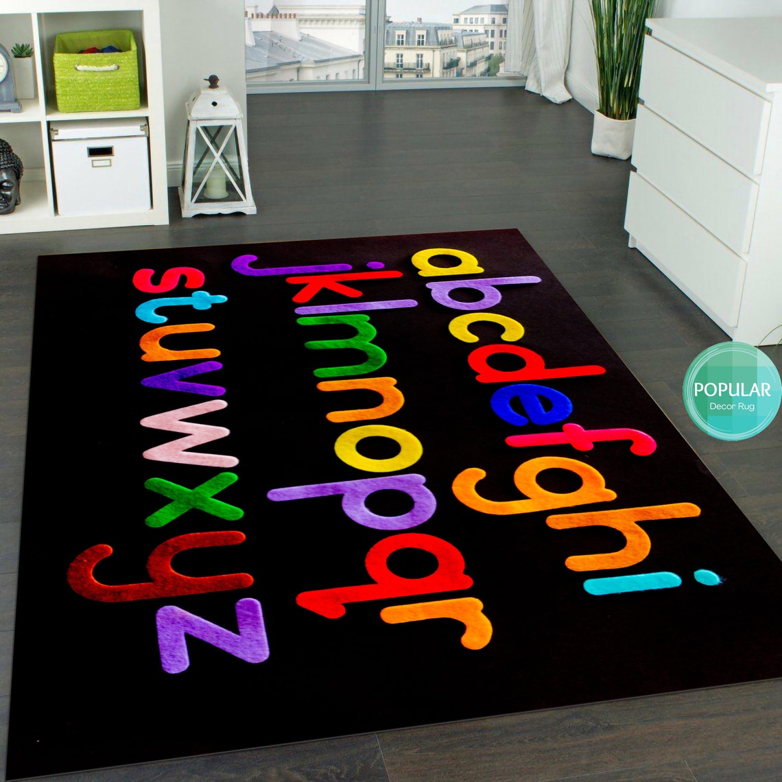 Children's Nursery ABC Round Rug Alphabet Circle Rug in Etsy