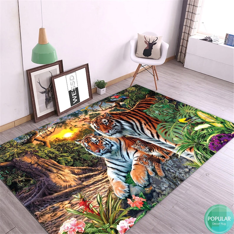 Modern Tibetan Tiger Rug, Tiger Rug, Animal Mat, Zoo Carpet, Safari ...