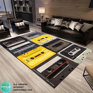 Tape Pattern Rug, Classic Cassette Mat, Mix Tape, Music Carpet, Gaming Room Rug, Designed Carpet, Area Rug, Popular Rug, 90&#39;s Rug