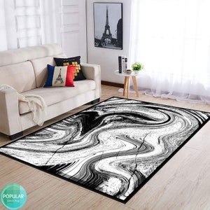 Black and White Canvas, Abstract Carpet,canvas Rug,art Rug,abstract Art ...