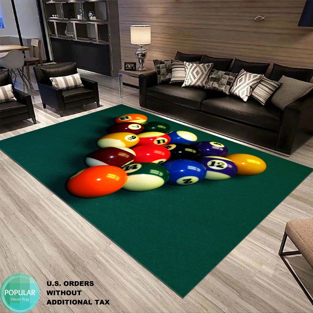 Billiards Rug, Decorative Floor Mat, Billiards Fan Club Decor Carpet ...