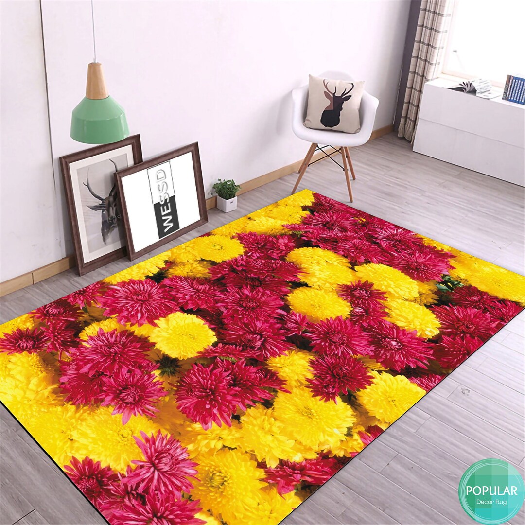 Daisy Rug, Floral Mat, Flower Rug, Leaf Mat, Blossom Carpet, Floral ...