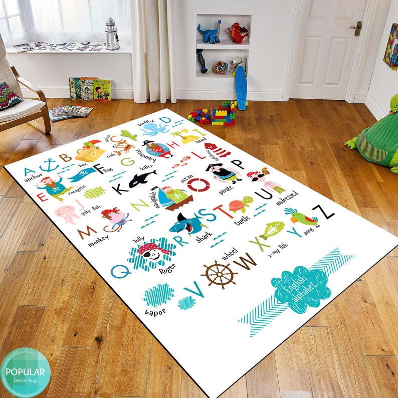 Vechiles Abc Rug Children's Nursery ABC Rug, Alphabet Carpet, Childrens Bedroom Mat ...