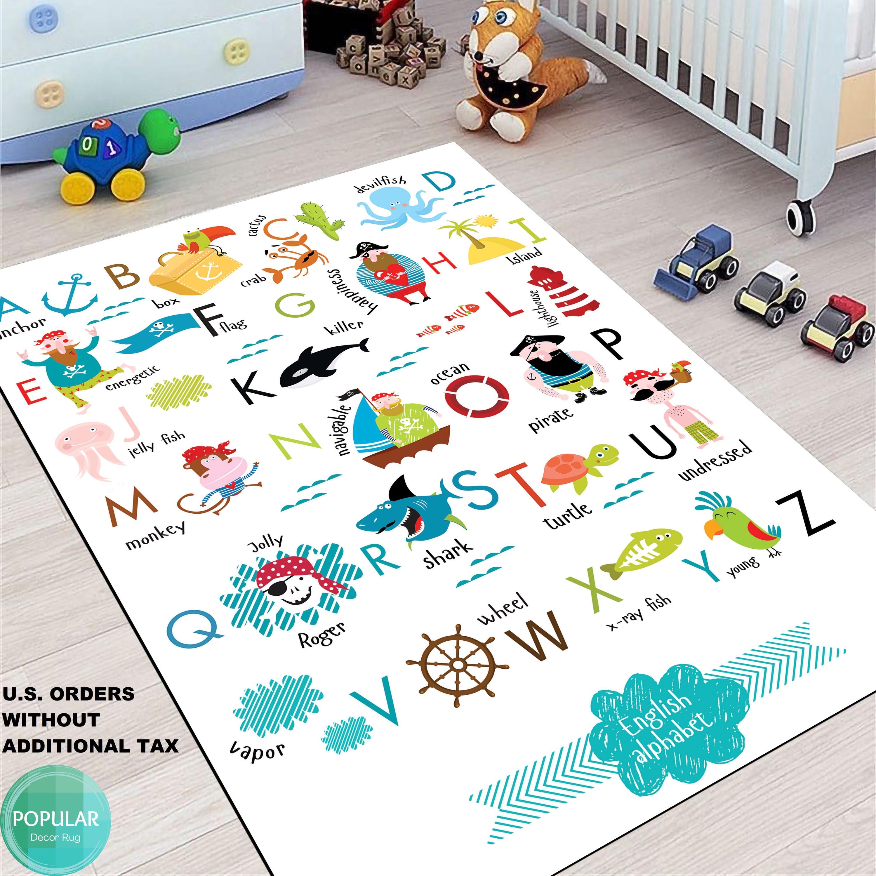 Children's Nursery ABC Rug, Alphabet Carpet, Childrens Bedroom Mat ...
