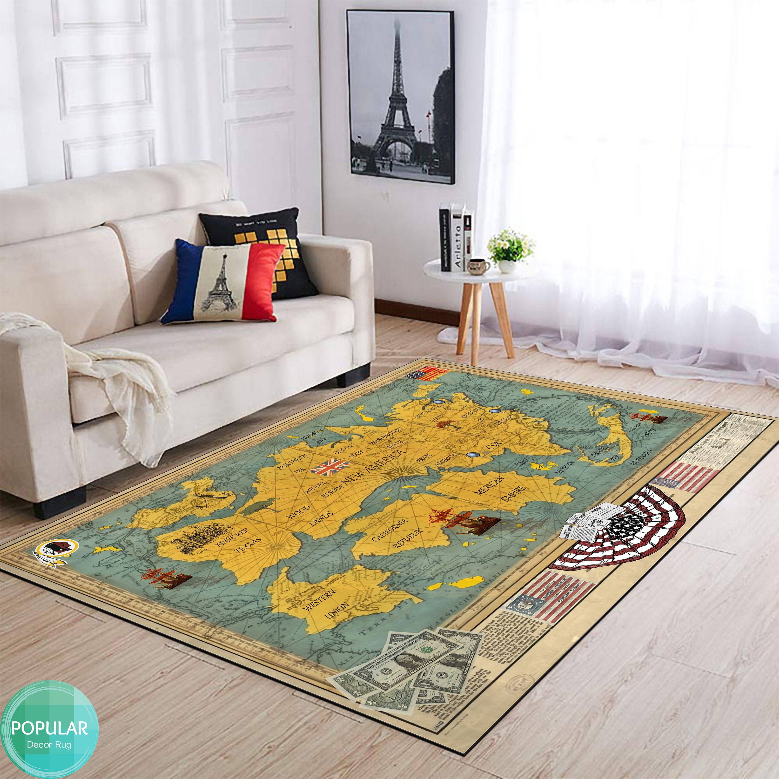 America Map Rug and Animals, Chart Mat, Plan Carpet, 100 Acre Wood Map ...