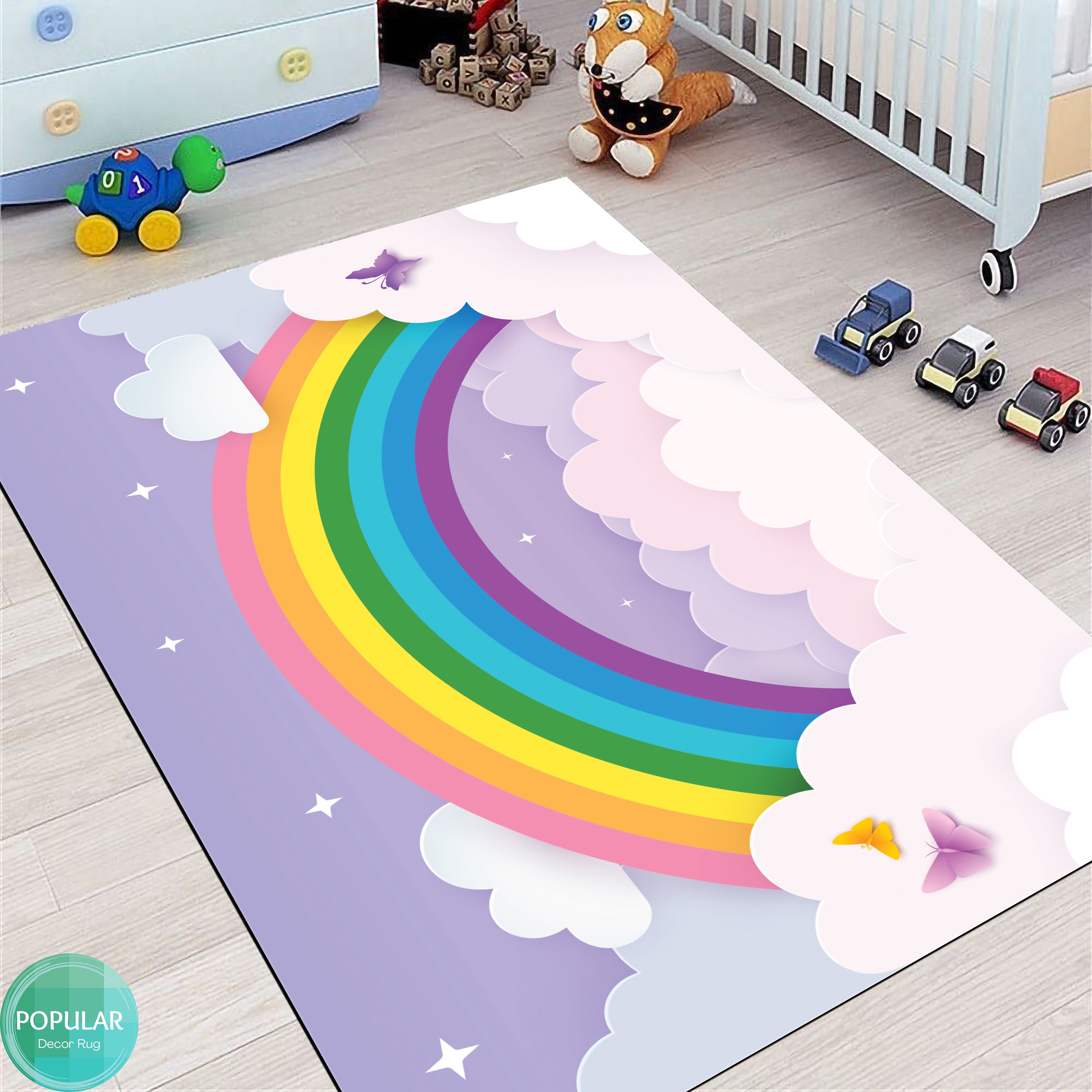 2x3 Rug - Rainbow Rug - Kids Nursery Baby Girls Area Rug - Cute