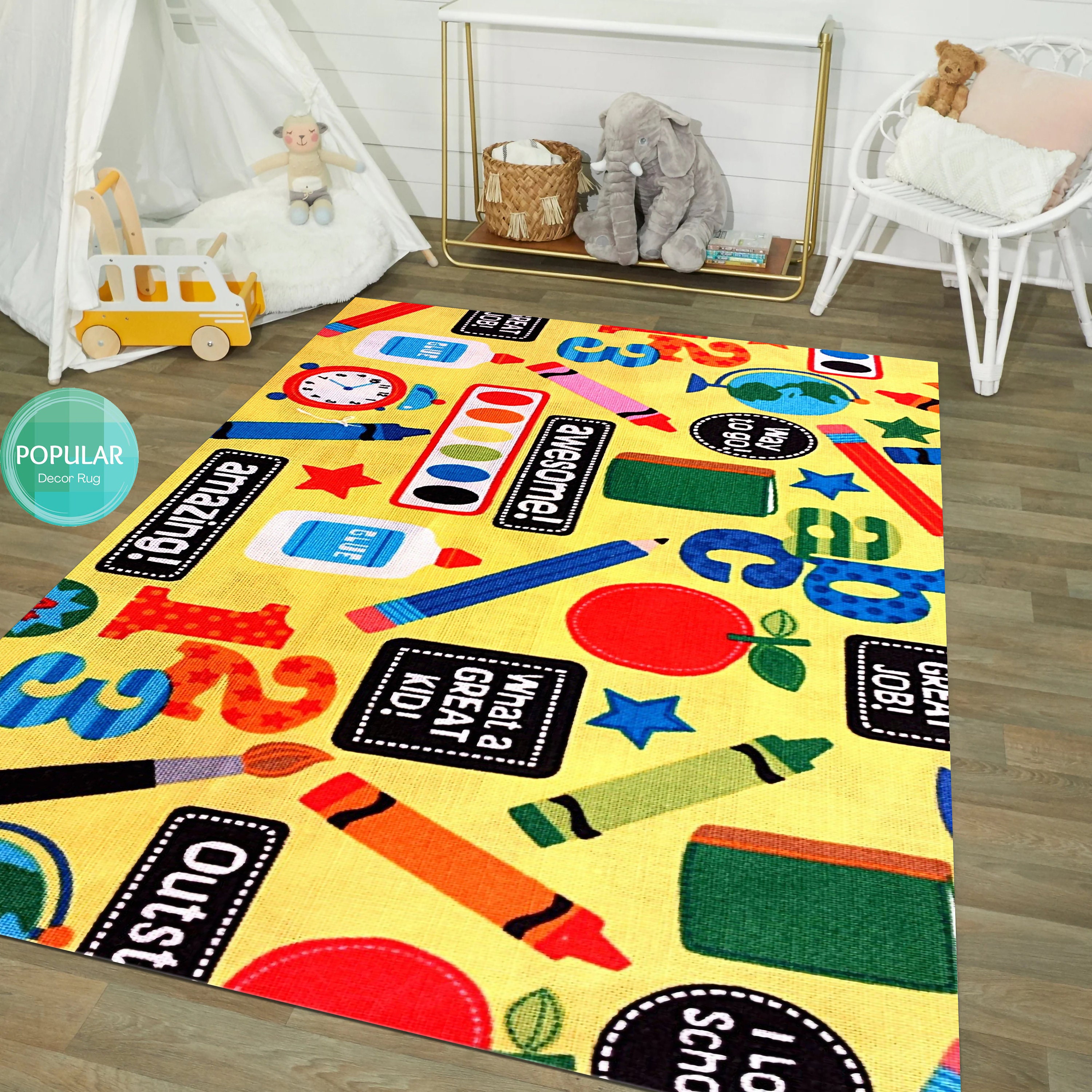 Children's Nursery ABC Rug, Alphabet Carpet, Childrens Bedroom Mat ...