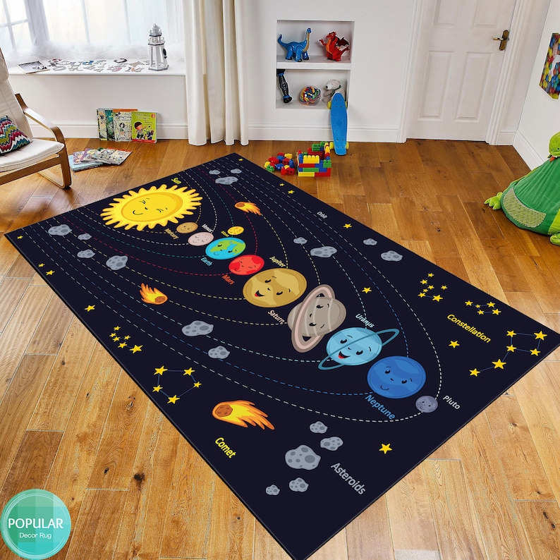 Space Reading Rug Area Rug, for Bedroom Cartoon Space Planet, Pattern Carpet Rugs, for ...