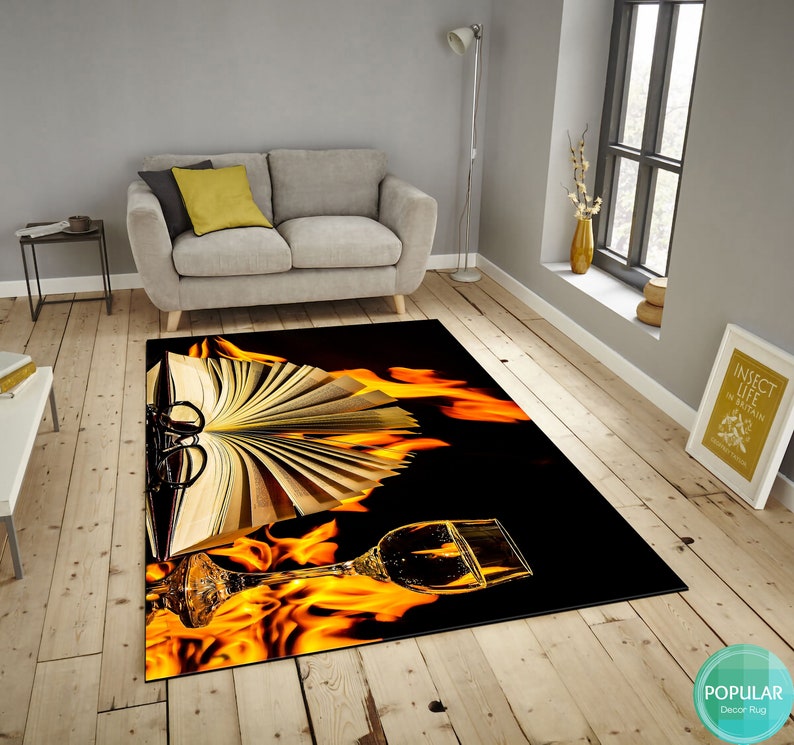 Library Librarian Book Lover Pattern Print Area Rug, Library Decor ...