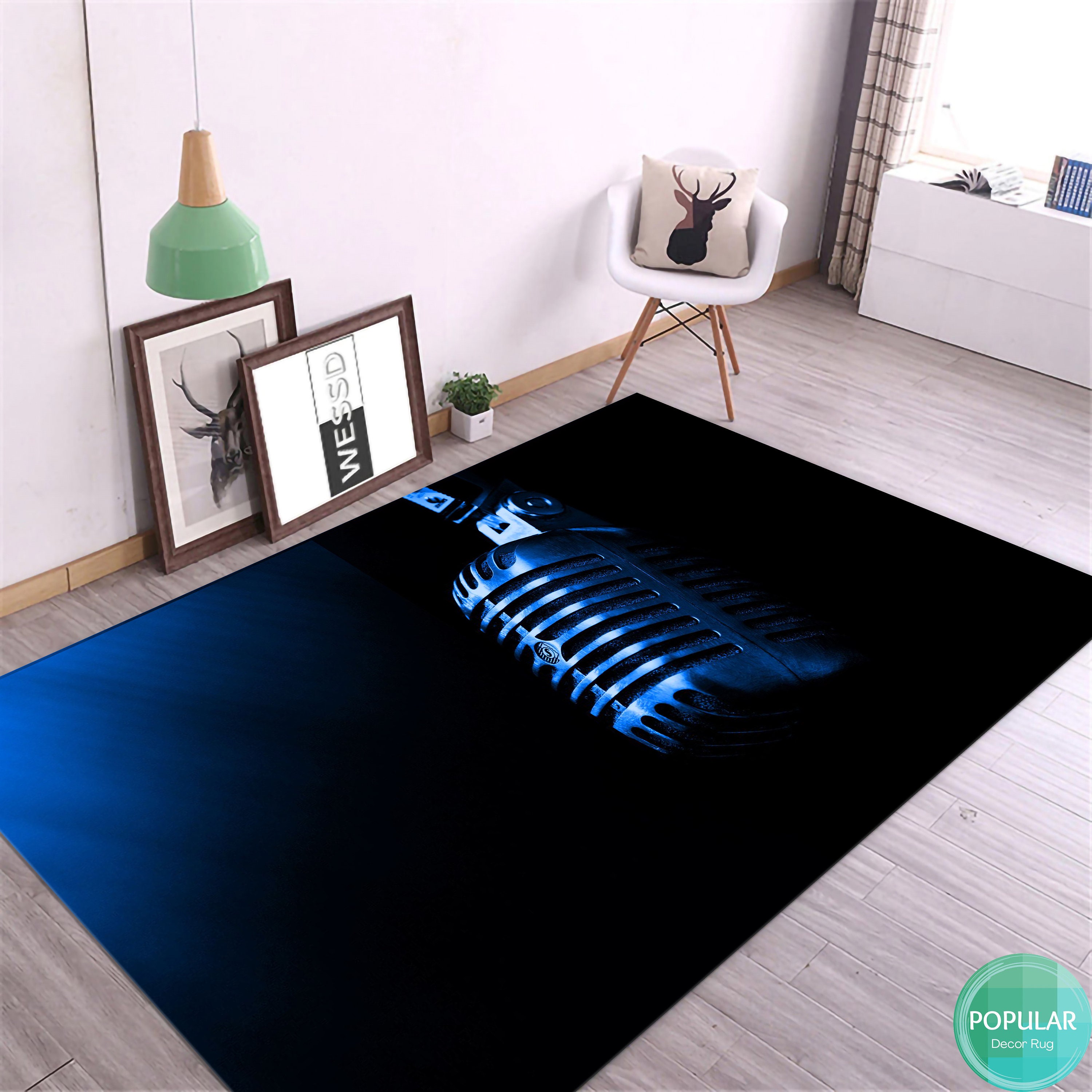 Blue Microphone Rug, Artist Room, Song Designer, Karaoke Mat, Music ...
