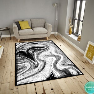 Black and White Canvas, Abstract Carpet,canvas Rug,art Rug,abstract Art ...