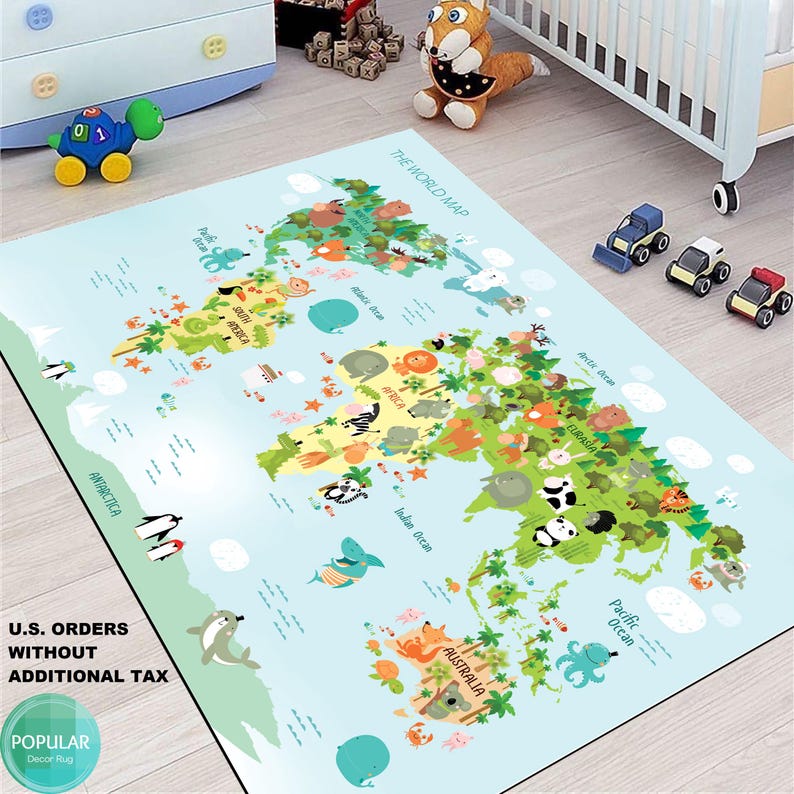 Map Rug, Chart Carpet, Plan Rug, the World Map Runner, Kids and Baby ...