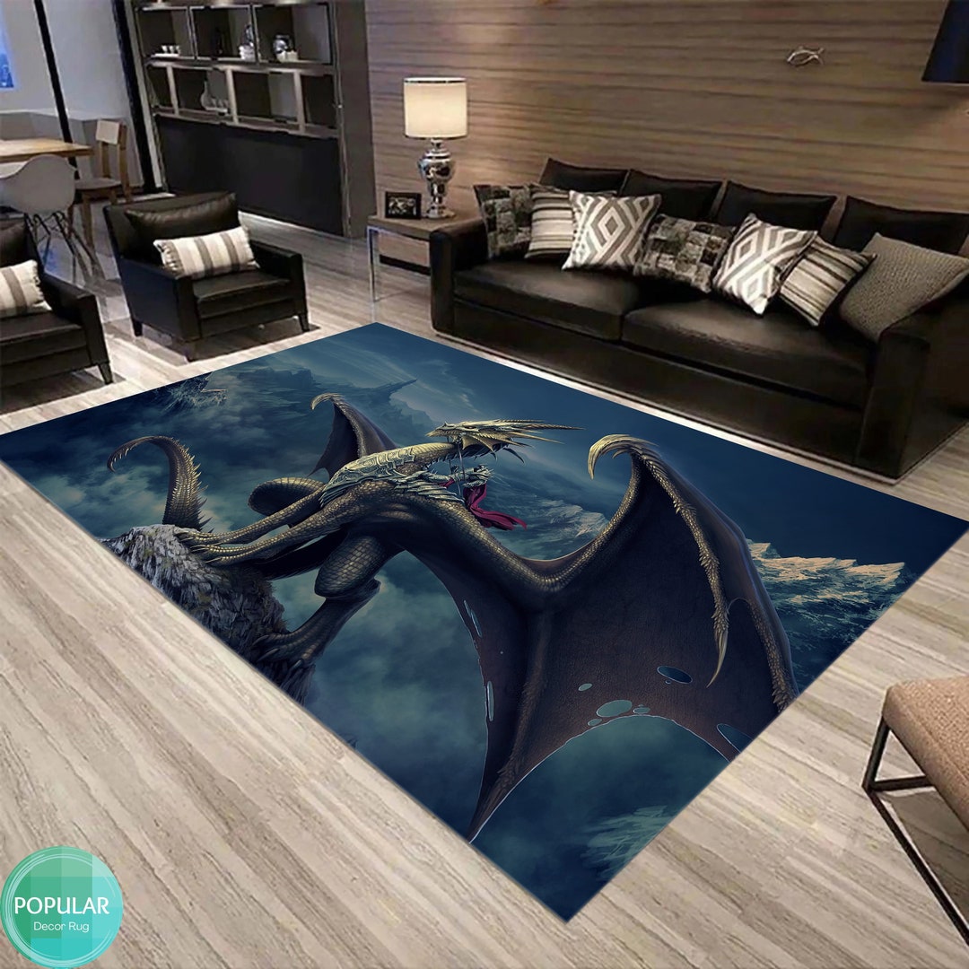 Drax Rugs Dragon Mat, Draco Rug, Wyvern Runner, Fantastic Rug, Illustration Mat ...