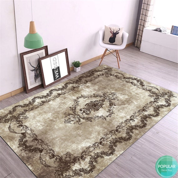 Turkish Rug, Dusty Faded Vintage Oushak Medallion Boho Area Rugs