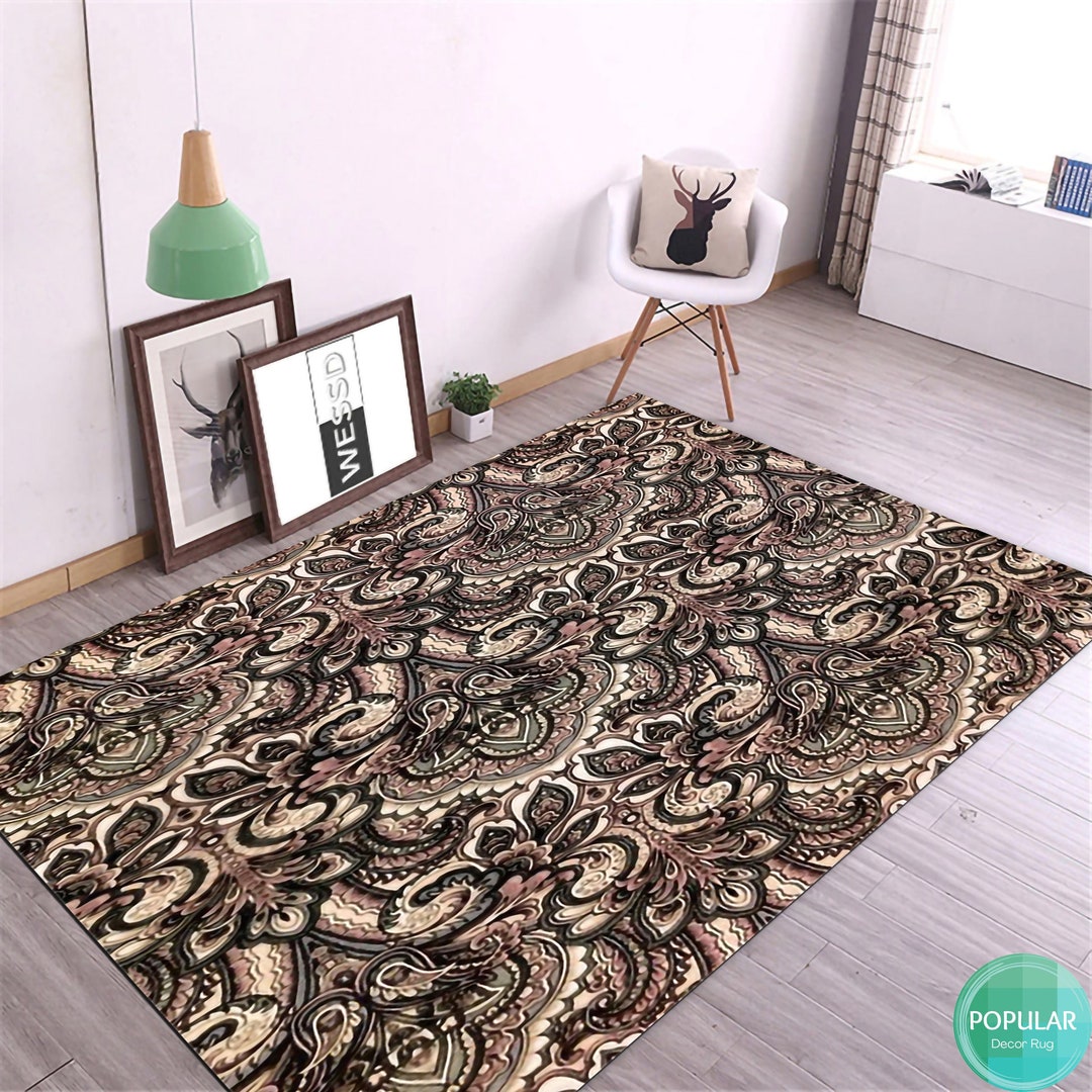Vintage Carpet, Olive Rug,vivid Colors, Boho Rug, Digital Print Mat ...