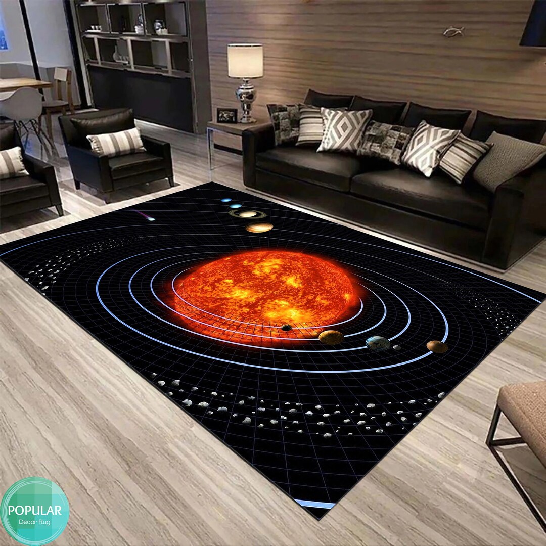 Globe Rug, Planet Mat, Space Carpet, Solar System, World Runner, Sun ...
