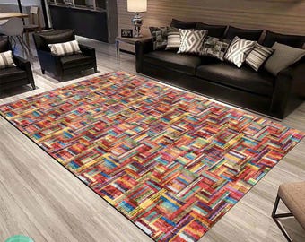 Vloerkleed van vinyl met vintage tegels en een decoratieve lijst. Turks tegelsontwerp, gedrukt op vinylvloermat. Lopertapijt.