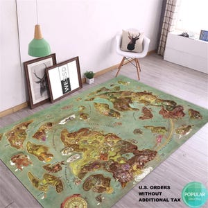 Alfombra con mapa del mundo, tapete de juego, alfombra de guardería, alfombra de habitación infantil, regalo para habitación infantil, alfombra estampada, alfombra de suelo para sala de juegos, decoración con mapa del mundo