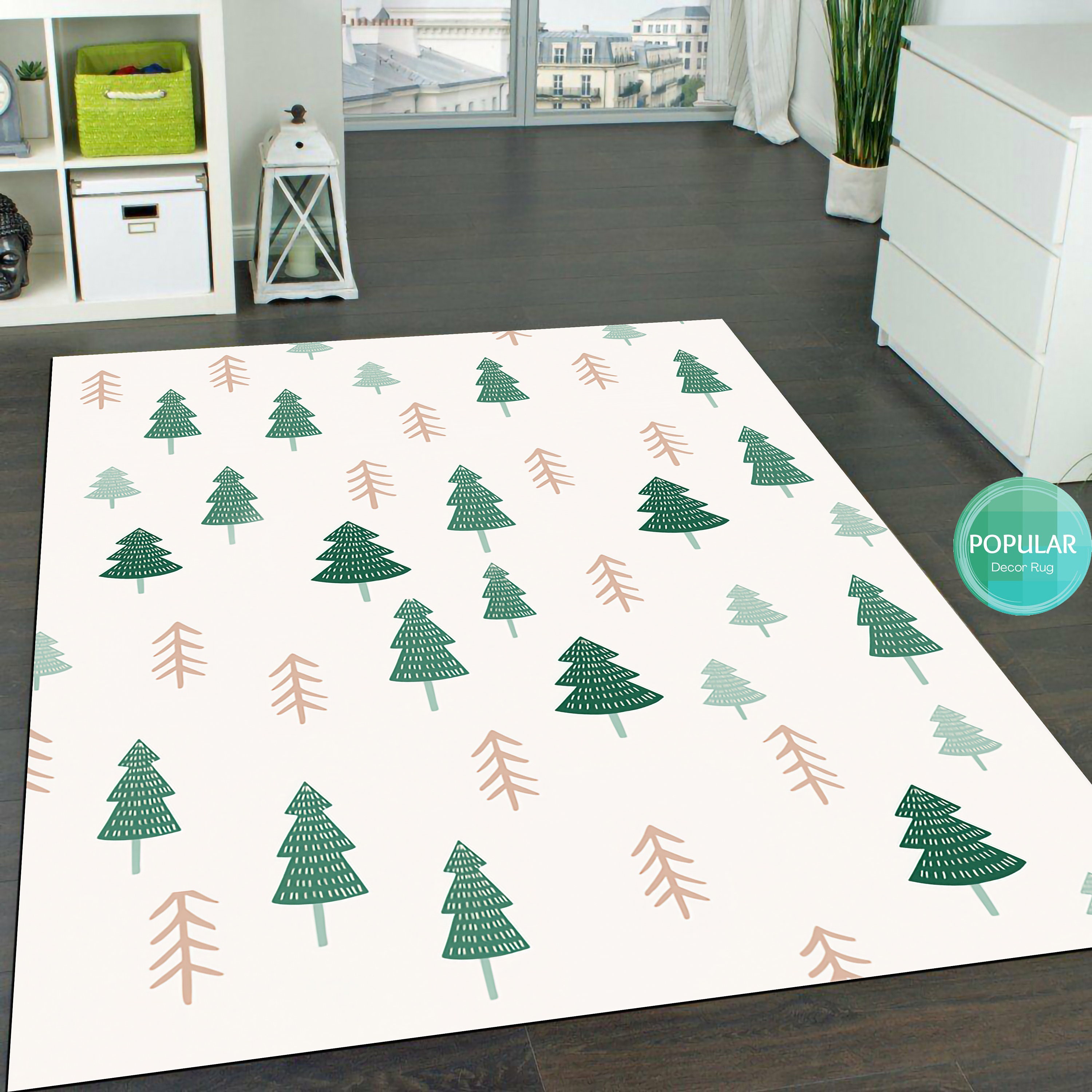 Green Tree Rug Merry Christmas Rug Christmas Tree Rug Etsy