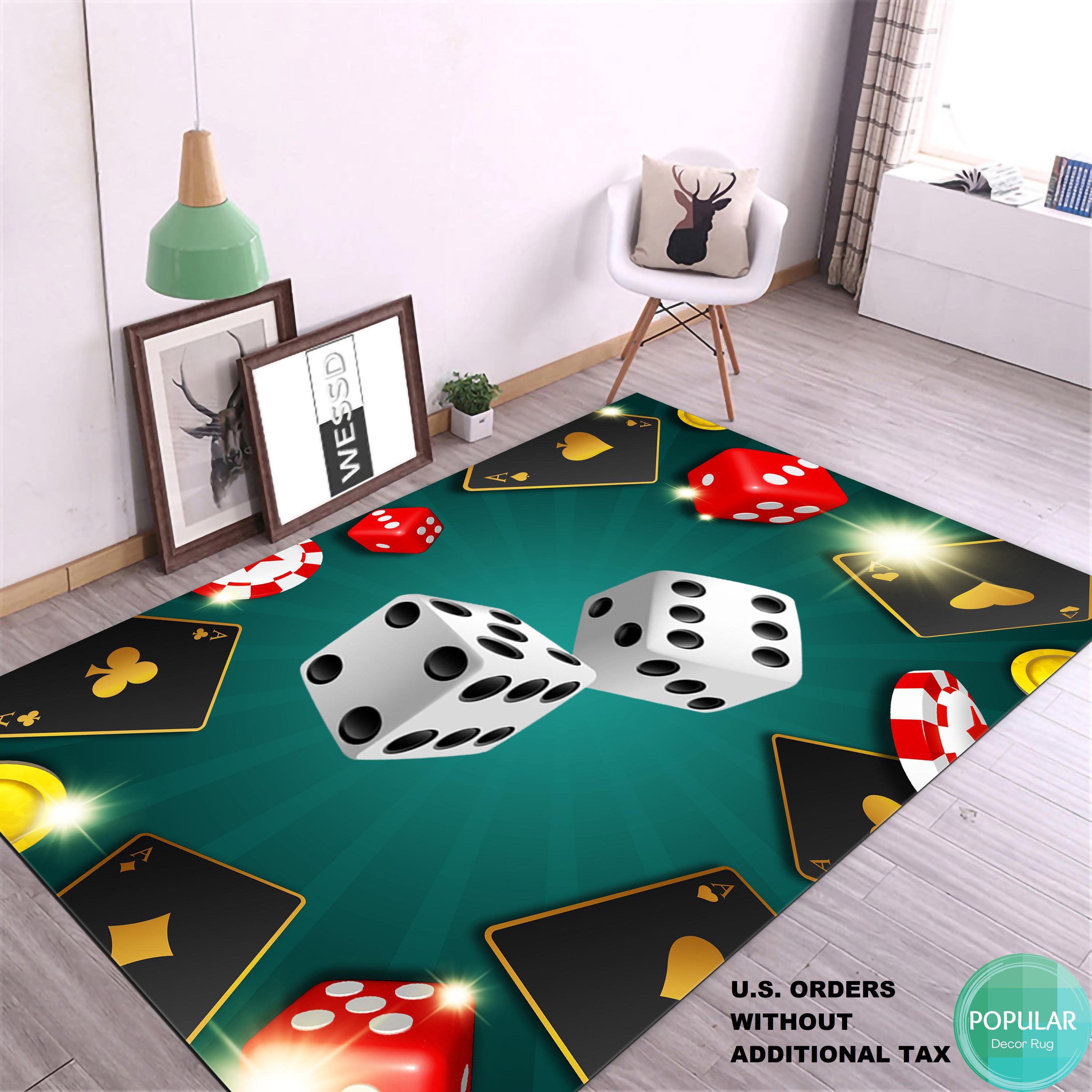 Playing Cards Symbol Rug, Poker Player Mat, Game Room Carpet, Casino ...