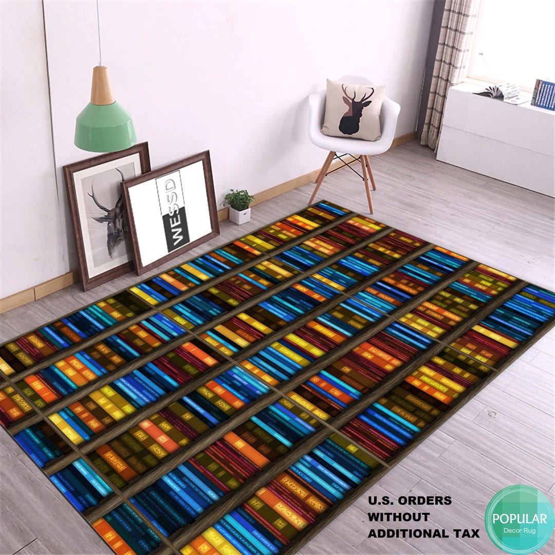 Colorful Book Rug, Library Carpet, Bookcase Mat, Athenaeum Mat ...