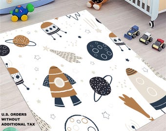 Area Rug, for Bedroom Cartoon Space Planet, Pattern Carpet Rugs, for Children Rooms, Modern Home Decor, Solar System Rug, Educational Rugs