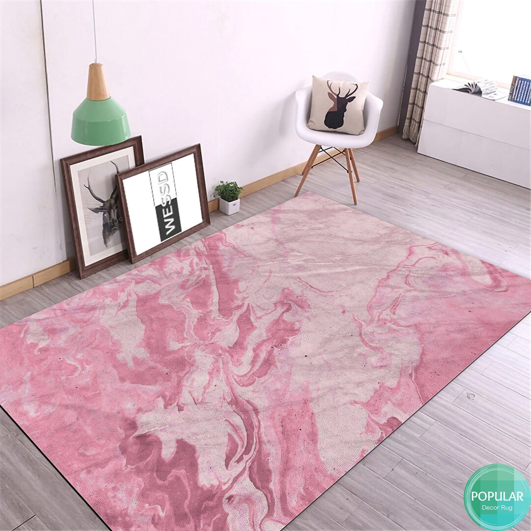 Pink Hallway Rug Patterns Pink Marble Pattern Rug, Line Pattern Carpet, Non-slip Based Carpet ...